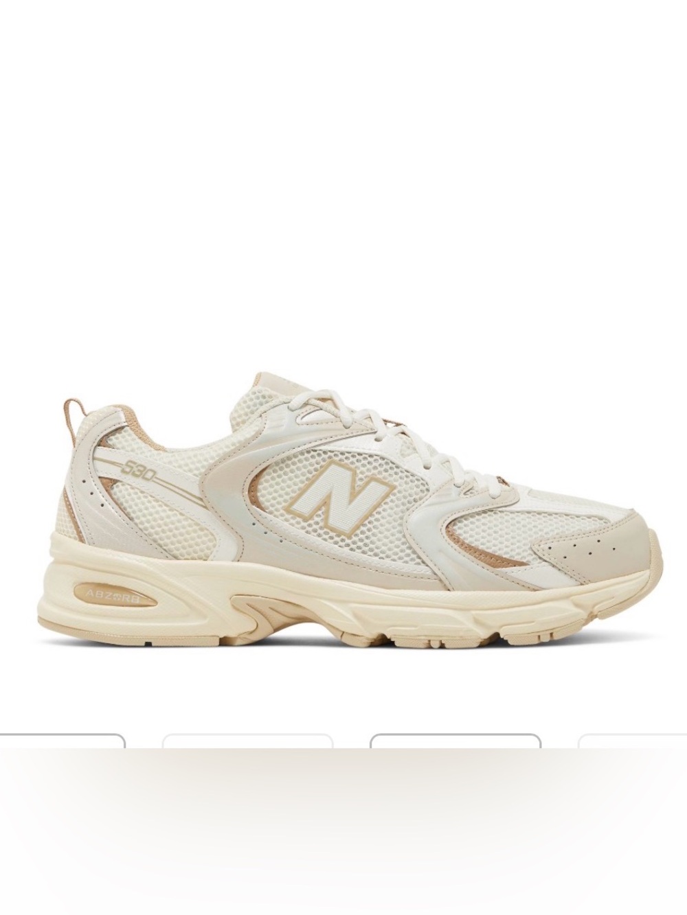 New Balance 530 Beige Angora  Off-White/Tan Mesh Trainer Sneakers